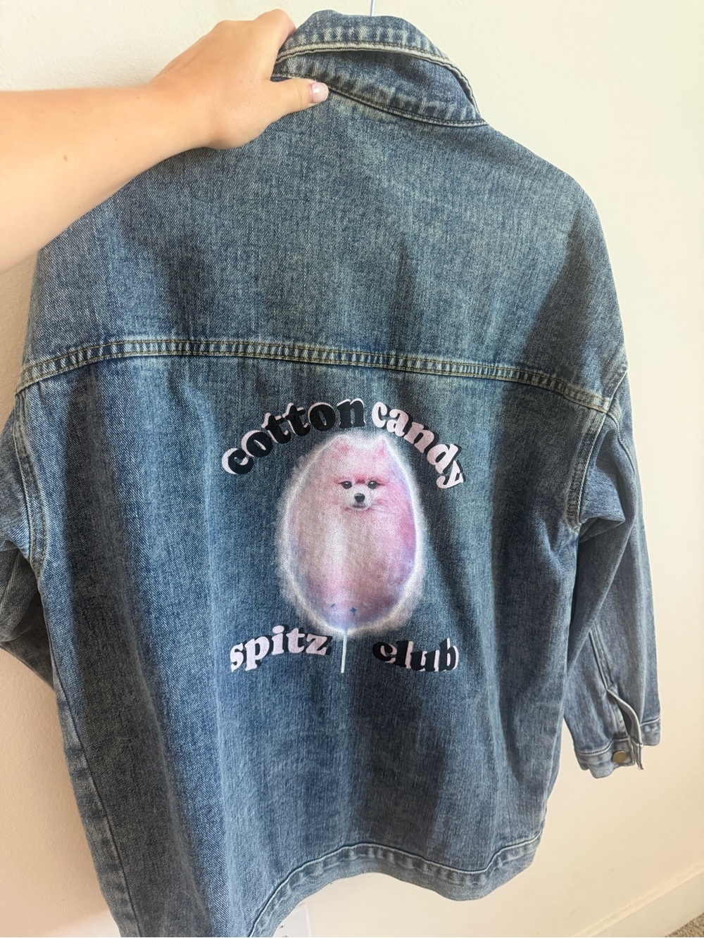 Custom Pomeranian Dog Mom Denim Jacket Spitz Club Oversized